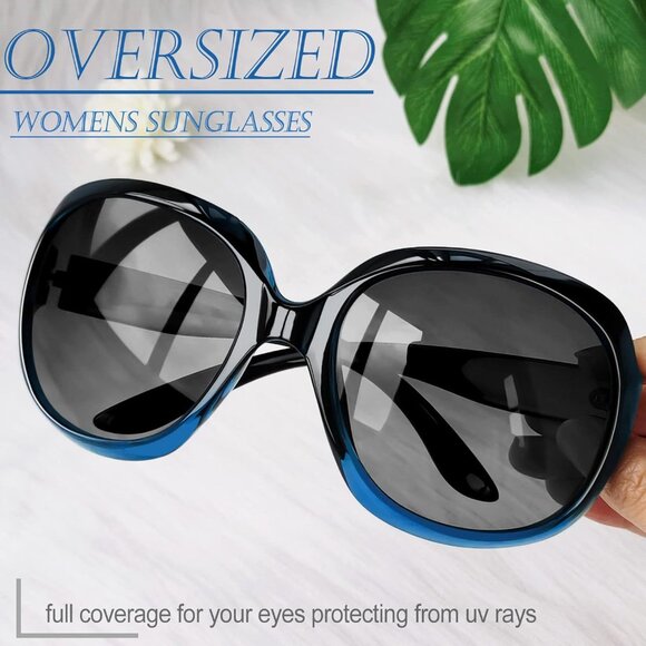 Women\'s Blue/Black Gradient Trendy Polarized Driving Sun Glasses UV Protective